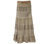 FASHION YOU WANT Damen Sommer Rock Größe 36/38 bis Größe 48/50 Langer Maxirock Strandrock Sommerock lang Amber Boho Retro Maxirock (as3, Numeric, Numeric_42, Numeric_44, Regular, Regular, Khaki)