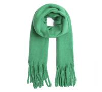FASHION YOU WANT Damen Web Strickschal UNI FARBEN und langen dicken Fransen, warmer Winter, Stola (UNI grün)
