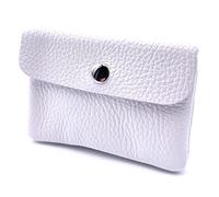 FASHION YOU WANT Leder Schlüsseletui Münzbeutel Damen, Reißverschlussfach, Kartenfach, Schlüsselmäppchen Kleingeldbörse kleines Portemonnaie aus Echtleder (weiß)