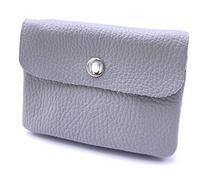 FASHION YOU WANT Leder Schlüsseletui Münzbeutel Damen, Reißverschlussfach, Kartenfach, Schlüsselmäppchen Kleingeldbörse kleines Portemonnaie aus Echtleder (grau)