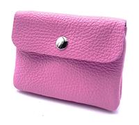 FASHION YOU WANT Leder Schlüsseletui Münzbeutel Damen, Reißverschlussfach, Kartenfach, Schlüsselmäppchen Kleingeldbörse kleines Portemonnaie aus Echtleder (knallrosa)