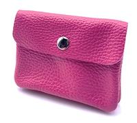 FASHION YOU WANT Leder Schlüsseletui Münzbeutel Damen, Reißverschlussfach, Kartenfach, Schlüsselmäppchen Kleingeldbörse kleines Portemonnaie aus Echtleder (Fuchsia)