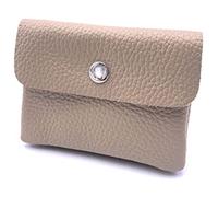 FASHION YOU WANT Leder Schlüsseletui Münzbeutel Damen, Reißverschlussfach, Kartenfach, Schlüsselmäppchen Kleingeldbörse kleines Portemonnaie aus Echtleder (Dunkelbeige)