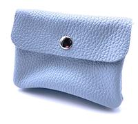 FASHION YOU WANT Leder Schlüsseletui Münzbeutel Damen, Reißverschlussfach, Kartenfach, Schlüsselmäppchen Kleingeldbörse kleines Portemonnaie aus Echtleder (hellblau)