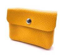 FASHION YOU WANT Leder Schlüsseletui Münzbeutel Damen, Reißverschlussfach, Kartenfach, Schlüsselmäppchen Kleingeldbörse kleines Portemonnaie aus Echtleder (Sonnengelb)