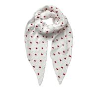 FASHION YOU WANT Musselin Tuch mit Herzen Dreieck HERZ1 Damen Halstuch Herzmuster Made in Italy 195x72cm Frühling Sommer Weich Leicht kuscheliger Baumwolle Schal (weiß/rot)