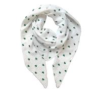 FASHION YOU WANT Musselin Tuch mit Herzen Dreieck HERZ1 Damen Halstuch Herzmuster Made in Italy 195x72cm Frühling Sommer Weich Leicht kuscheliger Baumwolle Schal (weiß/grün)