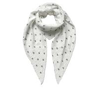 FASHION YOU WANT Musselin Tuch mit Herzen Dreieck HERZ1 Damen Halstuch Herzmuster Made in Italy 195x72cm Frühling Sommer Weich Leicht kuscheliger Baumwolle Schal (weiß/grau)