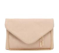 FashionPuzzle Große Clutch mit Umschlag und Kettenriemen (Oversize), XL-Nude, Einheitsgröße