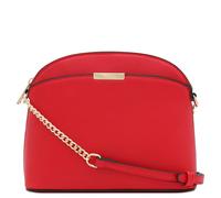 FashionPuzzle Saffiano Small Dome Crossbody Bag with Chain Strap, rot, Einheitsgröße
