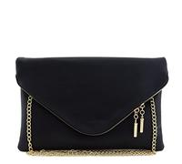 FashionPuzzle Übergroße Clutch mit Umschlag und Kettenriemen, XL, Schwarz, Einheitsgröße