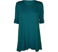 Fashion's island Damen T-Shirt, Einfarbig Schwarz * Gr. 52/54 DE, blaugrün