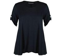 Fashion's island Damen T-Shirt, Einfarbig Schwarz * Gr. 52/54 DE, Schwarz