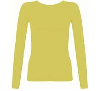 Fashion's island Damen-T-Shirt mit Leopardenmuster, Rundhalsausschnitt, Freizeitkleidung, Langarm-Shirt, gelb, S-M