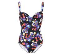 fashy Damen Badeanzug (80% PA Recycled), blau mit Blumen-Print