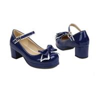 Fasion Special Bow Mary Janes Lackleder-Pumps mit Blockabsatz für Damen, Rockabilly-Schuhe, Lolita-Mode, Vintages, Dienstmädchen-Cosplay