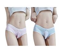 FASXIR Japanischer Stil Niedlich Gestreifte Baumwolle Tanga Beutel Bikini Unterwäsche Slip Slip Cosplay Panties für Damen Herren 2 Stück, Stil 2, XS/XL