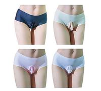 FASXIR Sexy Nahtlose Unterwäsche Ice Silk Comfy Pouch Bikini Unterwäsche Tangas Atmungsaktive Slips Höschen für Damen Herren 4 Stück, Beutel-Stil, XL