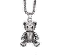 Faszinierend Halskette Ketten Schmuck Herren Frauen Anhänger Necklace Bär Halskette, Hip-Hop Kaninchen Anhänger, Einfach Und Vielseitig, Personalisierte Lange Pullover Kette 小熊+【70Cm钛钢链】
