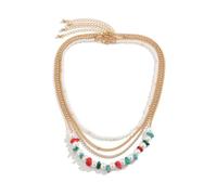 Faszinierend Halskette Ketten Schmuck Herren Frauen Anhänger Necklace Herrenkette Mit Reisperlen, Farbigem Schotter, Halskette Aus Perlenimitat