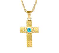 Faszinierend Halskette Ketten Schmuck Herren Frauen Anhänger Necklace Hip Hop Diamant Bestückt Evil Eye Kreuz Anhänger Halskette 金色单吊坠