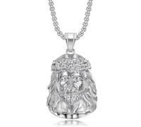 Faszinierend Halskette Ketten Schmuck Herren Frauen Anhänger Necklace Hip Hop Diamant Bestückte Jesus Anhänger Halskette 钢色镶钻单吊坠
