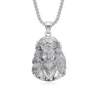 Faszinierend Halskette Ketten Schmuck Herren Frauen Anhänger Necklace Hip Hop Diamant Bestückte Jesus Anhänger Halskette 钢色光面单吊坠