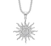 Faszinierend Halskette Ketten Schmuck Herren Frauen Anhänger Necklace Hip Hop Diamant Bestückte Sonnenblume Anhänger Halskette 钢色单吊坠