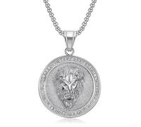 Faszinierend Halskette Ketten Schmuck Herren Frauen Anhänger Necklace Hip Hop Diamant Bestückter Löwenkopf Runder Anhänger 钢色单吊坠