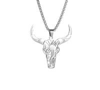Faszinierend Halskette Ketten Schmuck Herren Frauen Anhänger Necklace Stierkopf Tier Anhänger Halskette Herren Hip Hop Party Motorrad Charme