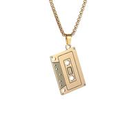 Faszinierend Halskette Ketten Schmuck Herren Frauen Anhänger Necklace Vintage Tape Anhänger Hip Hop Recorder Kassette Kette Halskette Männer Frauen Street Rock Party Al21454-Gold