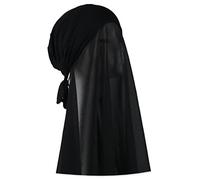 Faticinfa Muslimische Frauen Instant Chiffon Hijab mit Raffhalter Untermütze, modisch, einfarbig, weicher Chiffon Schal mit Hijab Innenkappe, schwarz