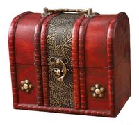 Fauhapyway Schmuckschatulle aus Holz mit Schloss, Retro-Schatztruhe, Organizer, Vintage-Schreibtisch-Aufbewahrungsbehälter, antiker Stil, Kosmetikkoffer, kleines Holz-Andenken B (C)