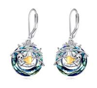 Faultier Geschenke Ohrringe Sterling Silber Leverback Faultier Baumeln Ohrringe Faultier Schmuck für Frauen Mädchen Geschenke (blauer Kristallfaultier)