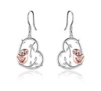 Faultier Ohrringe Silber 925 Faultier Geschenke für Damen Mädchen Süße Tier Herz Tropfen Ohrringe Schmuck Muttertag