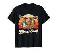 Faultier Retro Sunset Chill Aesthetic T-Shirt