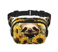 Faultier-Sonnenblumen-Gürteltasche, klein, modisch, Umhängetasche, leicht, für Damen und Herren, Laufen, Workout, Wandern, Reisen