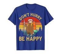 Faultier Wandershirt Dont Hurry Be Happy Männer Frauen Kinder Lustig T-Shirt, Herren, Königsblau, S
