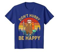 Faultier Wandershirt Dont Hurry Be Happy Männer Frauen Kinder Lustig T-Shirt, Kinder, Königsblau, 98