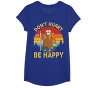 Faultier Wandershirt Dont Hurry Be Happy Männer Frauen Kinder Lustig T-Shirt, Mädchen, Königsblau, M
