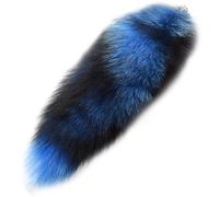 Faux Fur Tail 15.8 '' Fuchsschwanz, weicher Kunsttier -Schwanzschlüsselschüttler flauschiger Therianer Heck Anhänger Langer Fuchs Schwanz Schlüsselbund für Handtasche Rucksack Blau, Kunstpelz Schwanz