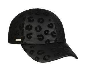 Faux Leather Leo Print Cap by Seeberger schwarz-schwarz One Size