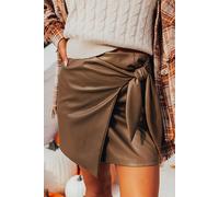 Faux-Leder Minirock mit Bindegürtel XL