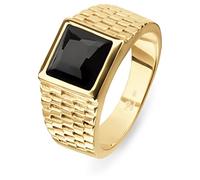 FAVS Herren-Edelstahlring Edelstahl 1 Onyx 68, Gelbgold 32021900