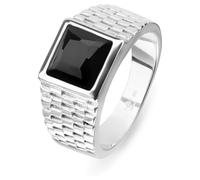 FAVS Herren-Herrenring Edelstahl 1 Onyx 64, Silber 32025159