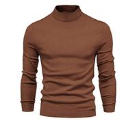 FAWHEWX Herren-Halbrollkragenpullover, schmales Basic-Top, langärmeliger Strickpullover, lässiger, verdickter Pullover, Winter-Männer, warm gestrickt, weich und bequem, kleinerPulli(G-Kaffee/XL)
