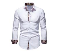 FAWHEWX Herren-Hemd mit Blumenmuster, formelles Langarm-Freizeithemd, Paisley-Druck, Party-Hochzeitshemd, FrühlingsHerren-Hemd mit Paisley-Muster, langärmlig, BaumwolleHemd(EIN weißer/XL)