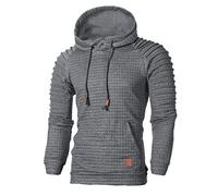 FAWHEWX Herren Kapuzenpullover Langarm Sport Fitness Pullover Plaid Jacquard Kordelzug Lässiger Hoodie Herren Kapuzenpullover Langarm Mode Sport Hoodie Plaid Jacquard Pullover(D-Grau/4XL)