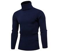 FAWHEWX Herren Rollkragenpullover Langarmshirt Feinstrickpullover Rollkragen Lässig Slim Basic Herrenpullover Herbst und Winter Herren Rollkragenpullover Wollstrickpullover Pullover(G-Blau/4XL)