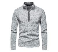 FAWHEWX Herren-Sportshirt mit Stehkragen, langärmlig, halbem Reißverschluss, Laufshirt, 1/4-Reißverschluss, Pullover, leicht, atmungsaktiv, für Fitnessstudio, Jogging, Trainingsshirt(C-Grau/XXL)